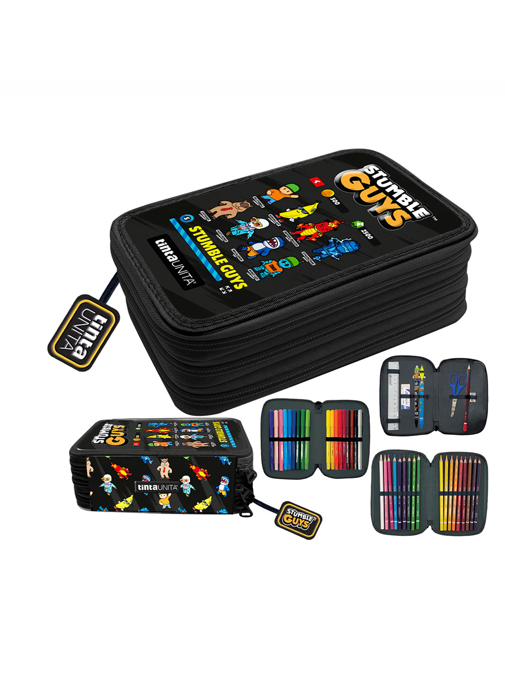 Astuccio 3 Zip Stumble Guys Tinta Unita