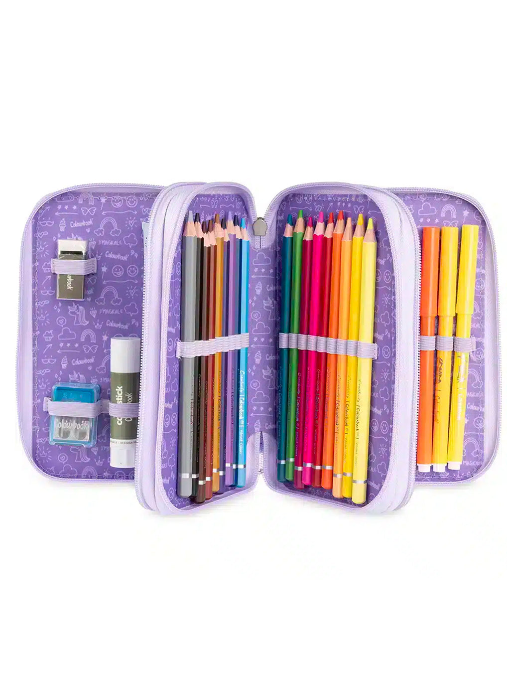 Astuccio 3 Zip Unicorn Colourbook