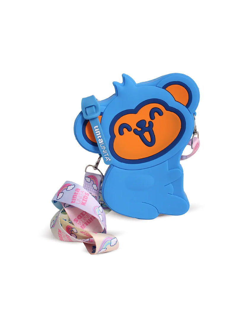 Borsa in silicone Tinta Unita Kids a forma di scimmietta con tracolla regolabile