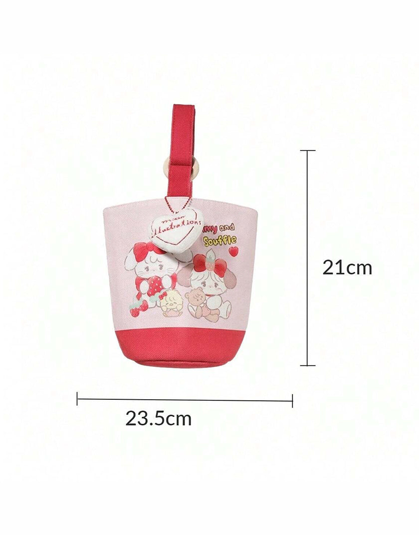 Borsa Secchiello Mikko Rosa in Stoffa con Portachiavi