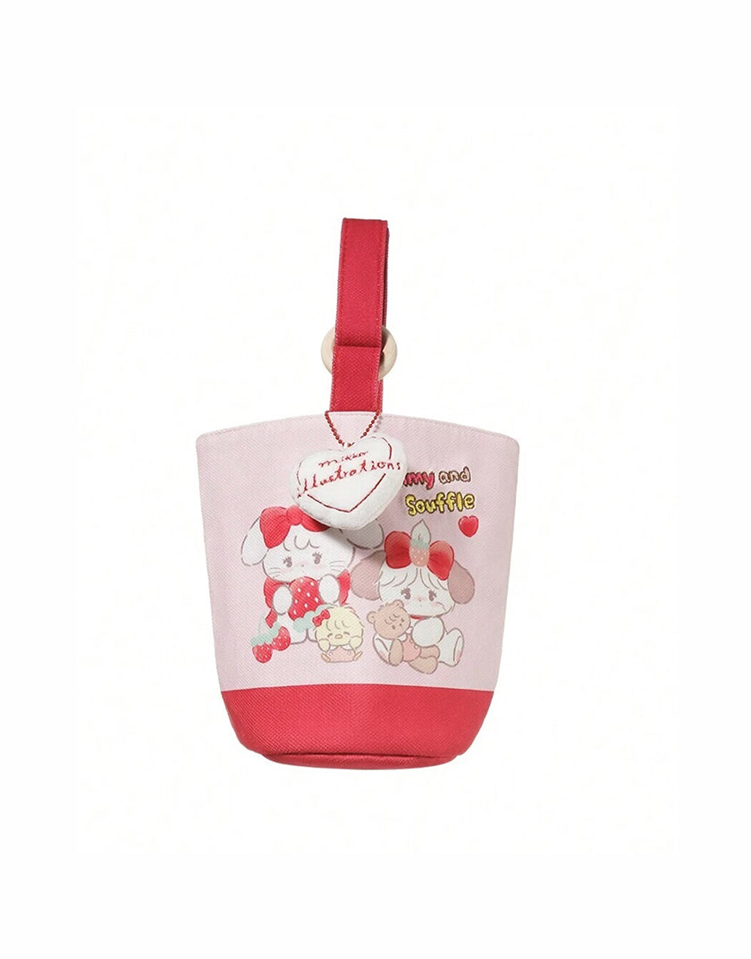 Borsa Secchiello Mikko Rosa in Stoffa con Portachiavi