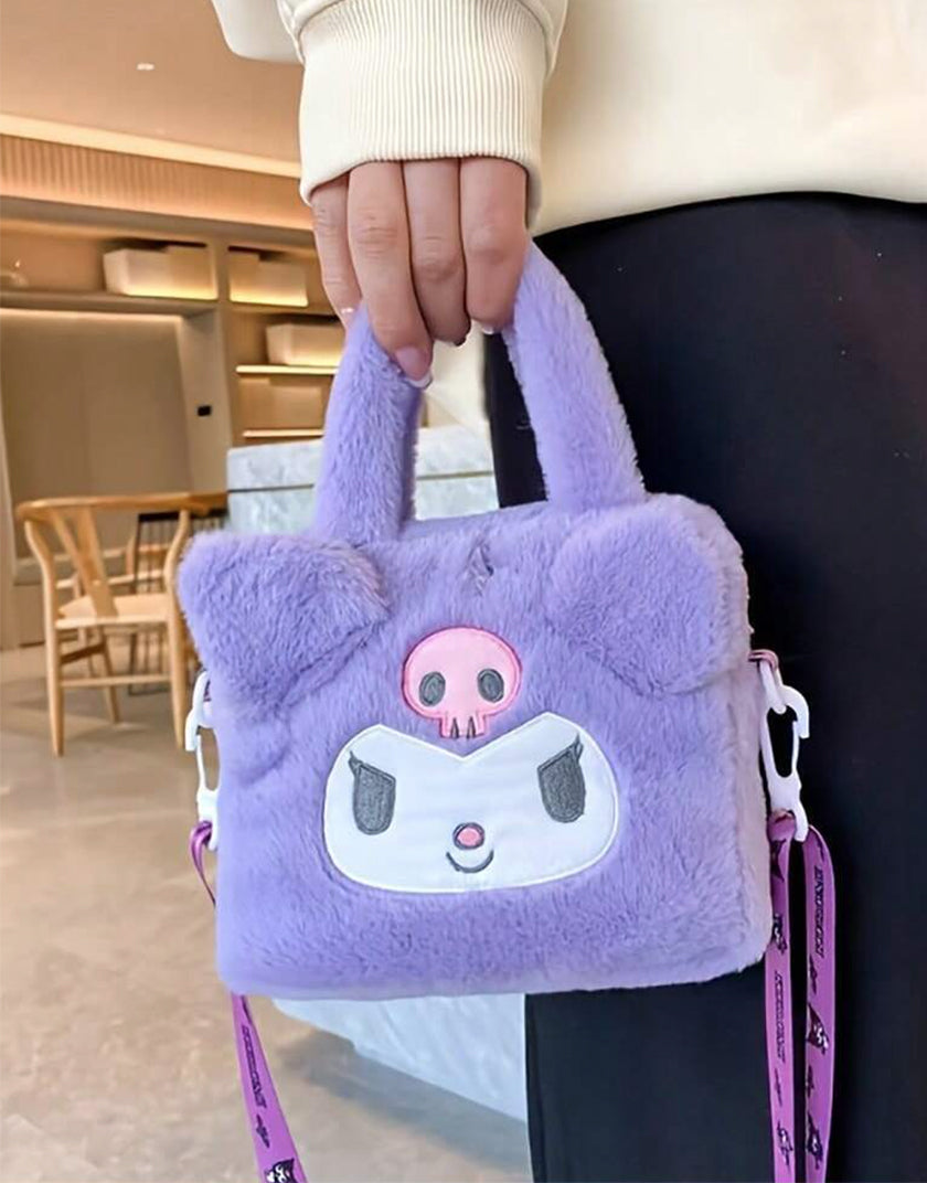Borsa a Tracolla Sanrio Kuromi in Peluche – Accessorio Unico e Trendy