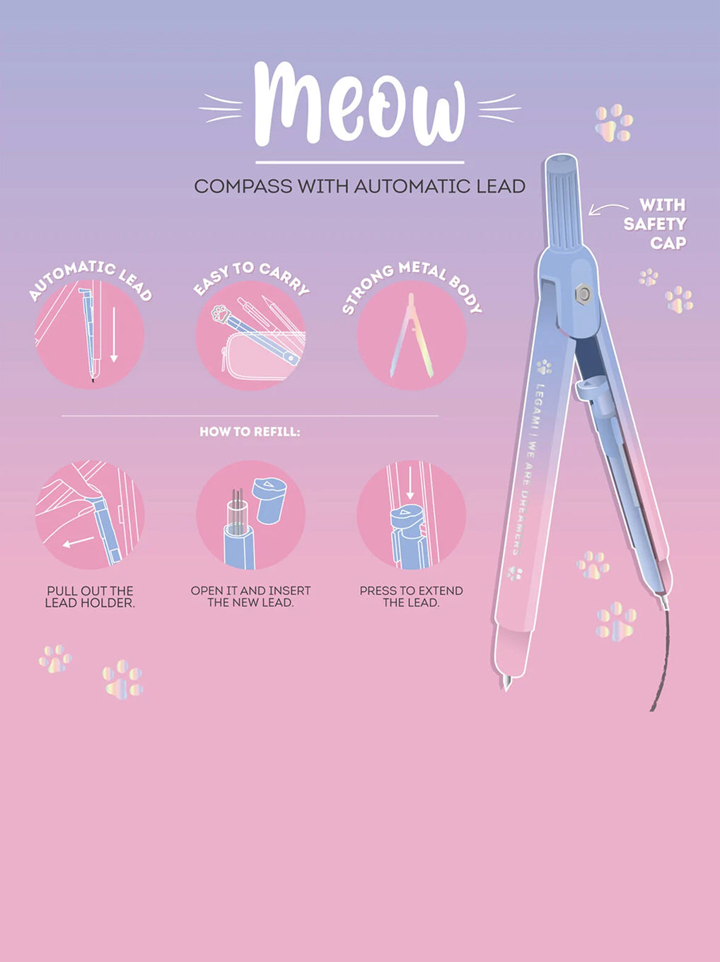 Compasso con Mina Automatica Meow - Legami