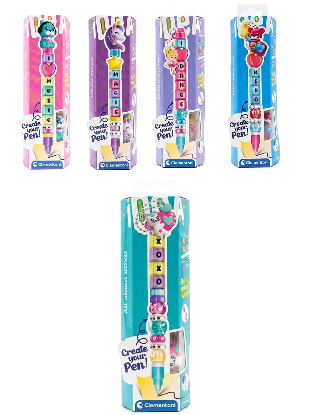 Idea Crea Penne Message - Clementoni | Penna Personalizzabile con Charms e Lettere