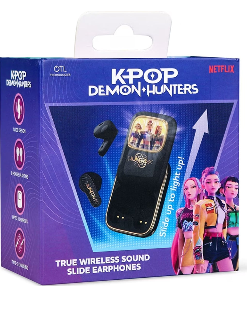 KPop Demon Hunters Cuffie Wireless TWS Slide con Custodia LED OTL Technologies