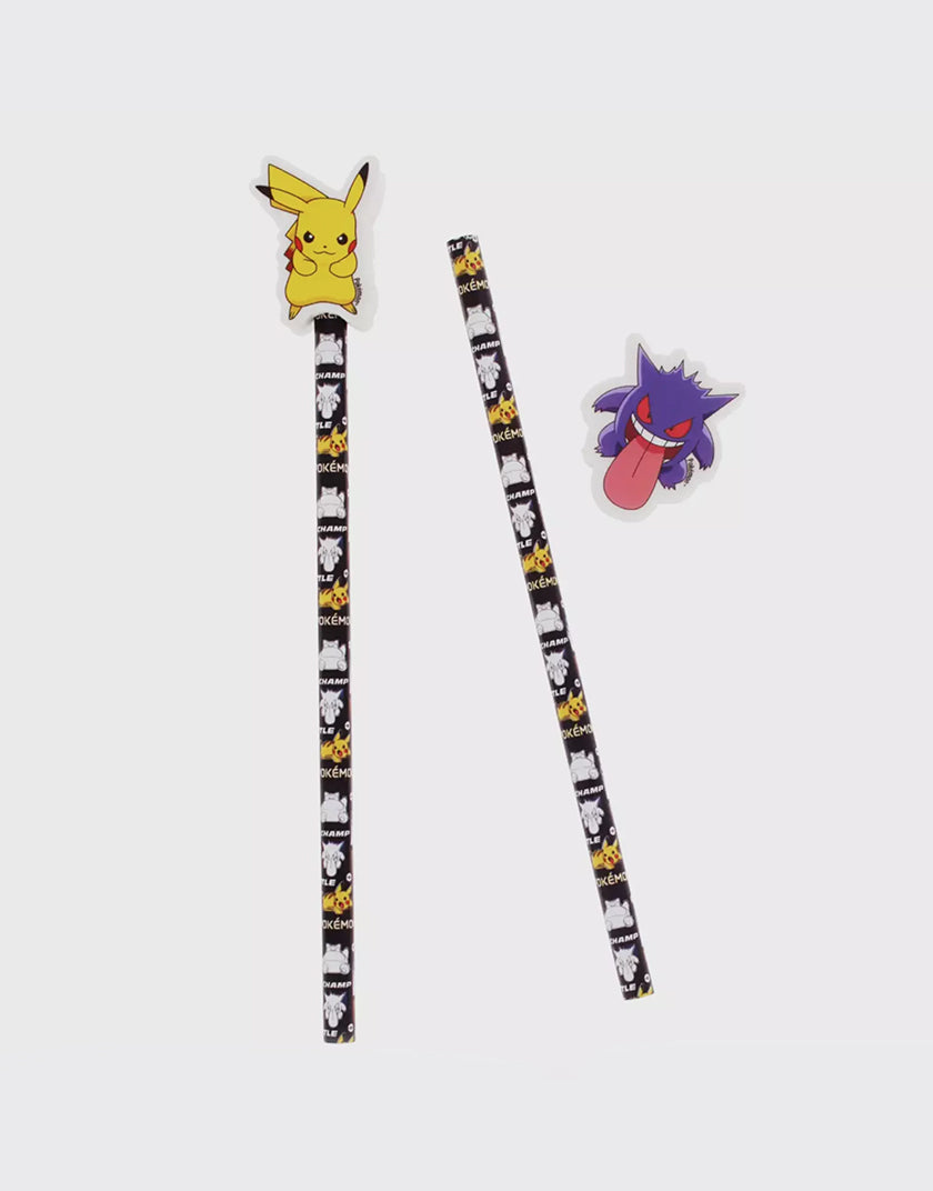 Set Matite Pokémon con Gomme Topper - Pikachu e Gengar