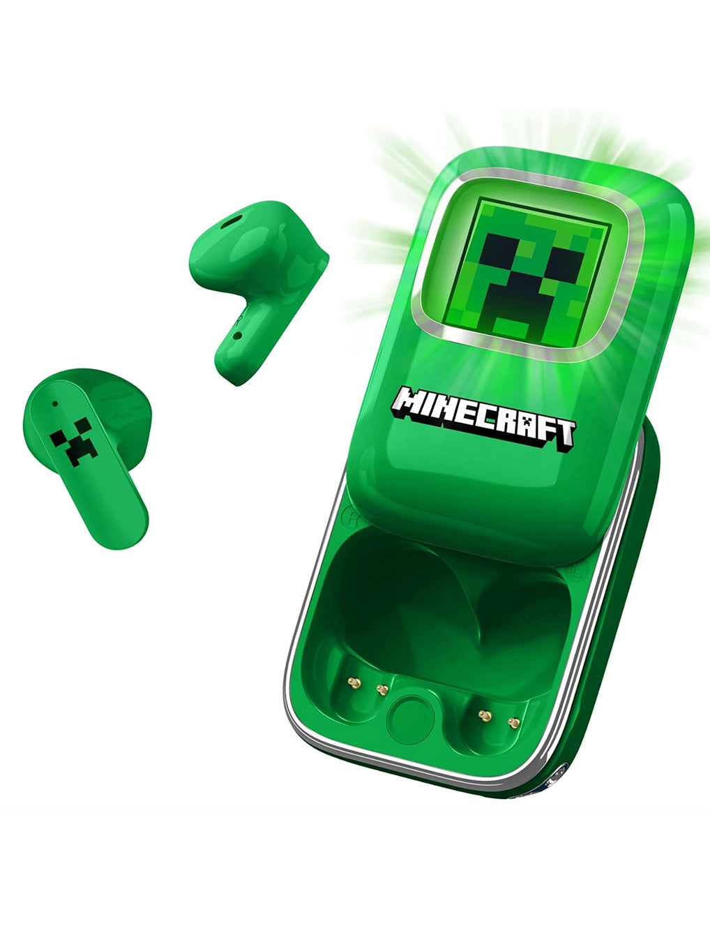 Minecraft Cuffie Wireless TWS con Custodia di Ricarica Scorrevole LED OTL Technologies