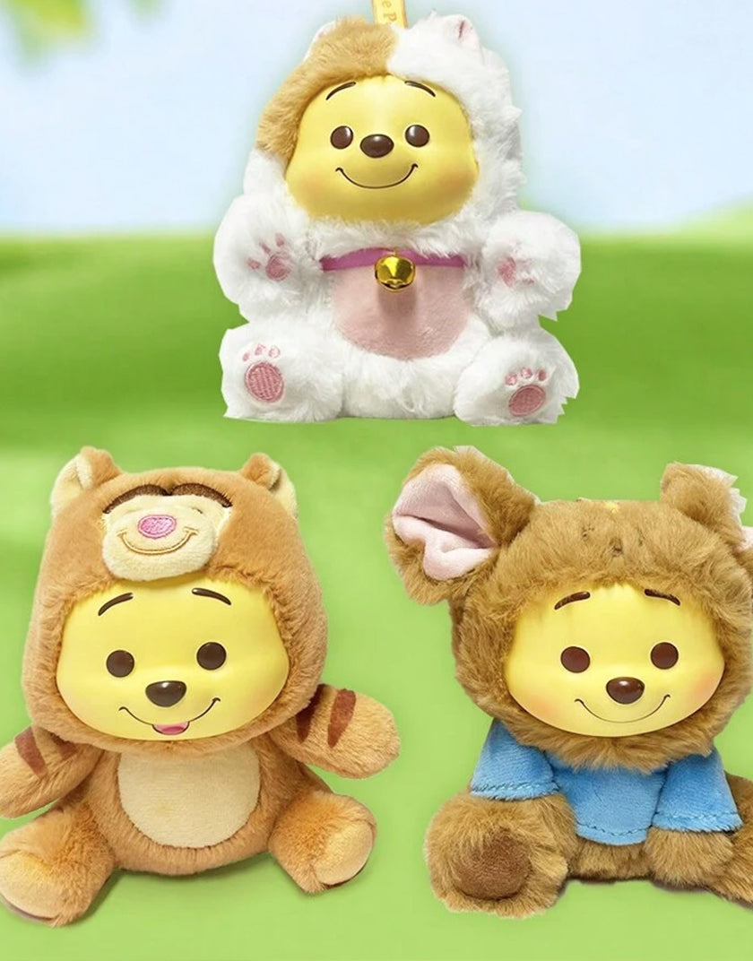 Miniso Disney Winnie The Pooh - Portachiavi in Vinile e Peluche - Blind Box