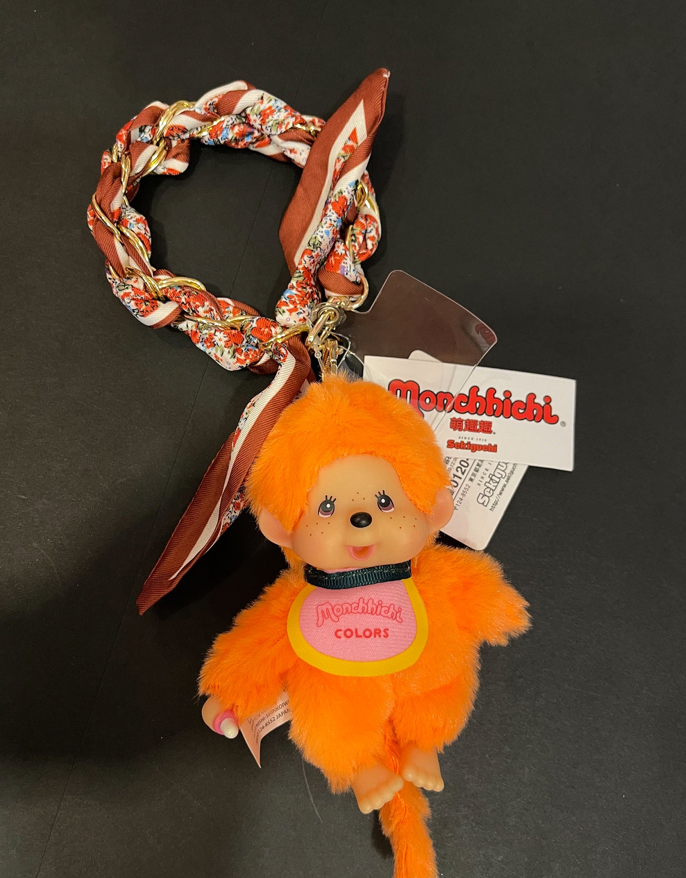 Peluche Portachiavi Monchhichi Colors con Catena e Foulard