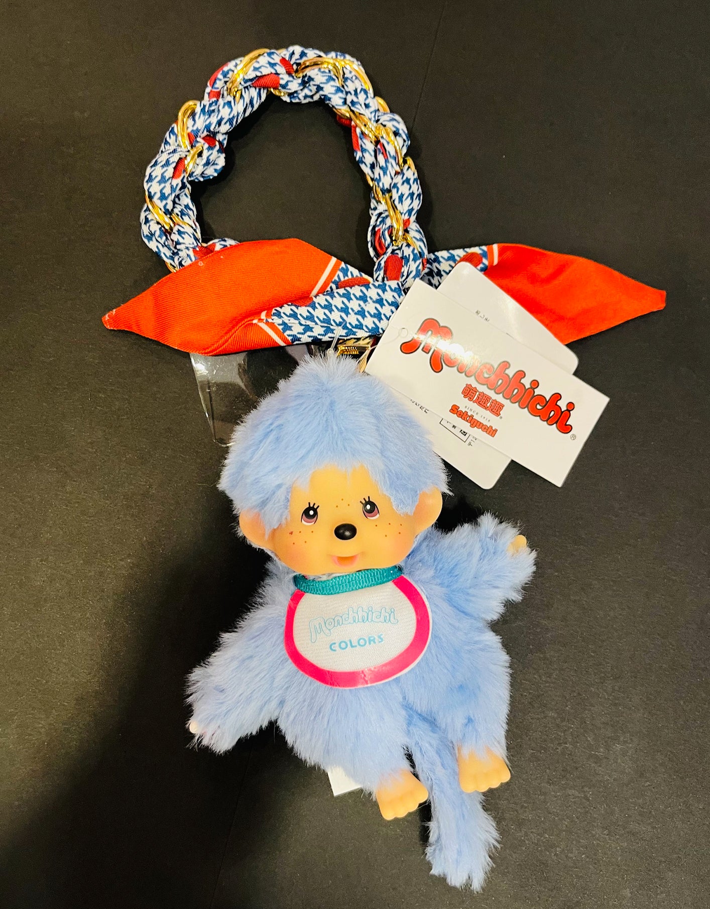 Peluche Portachiavi Monchhichi Colors con Catena e Foulard