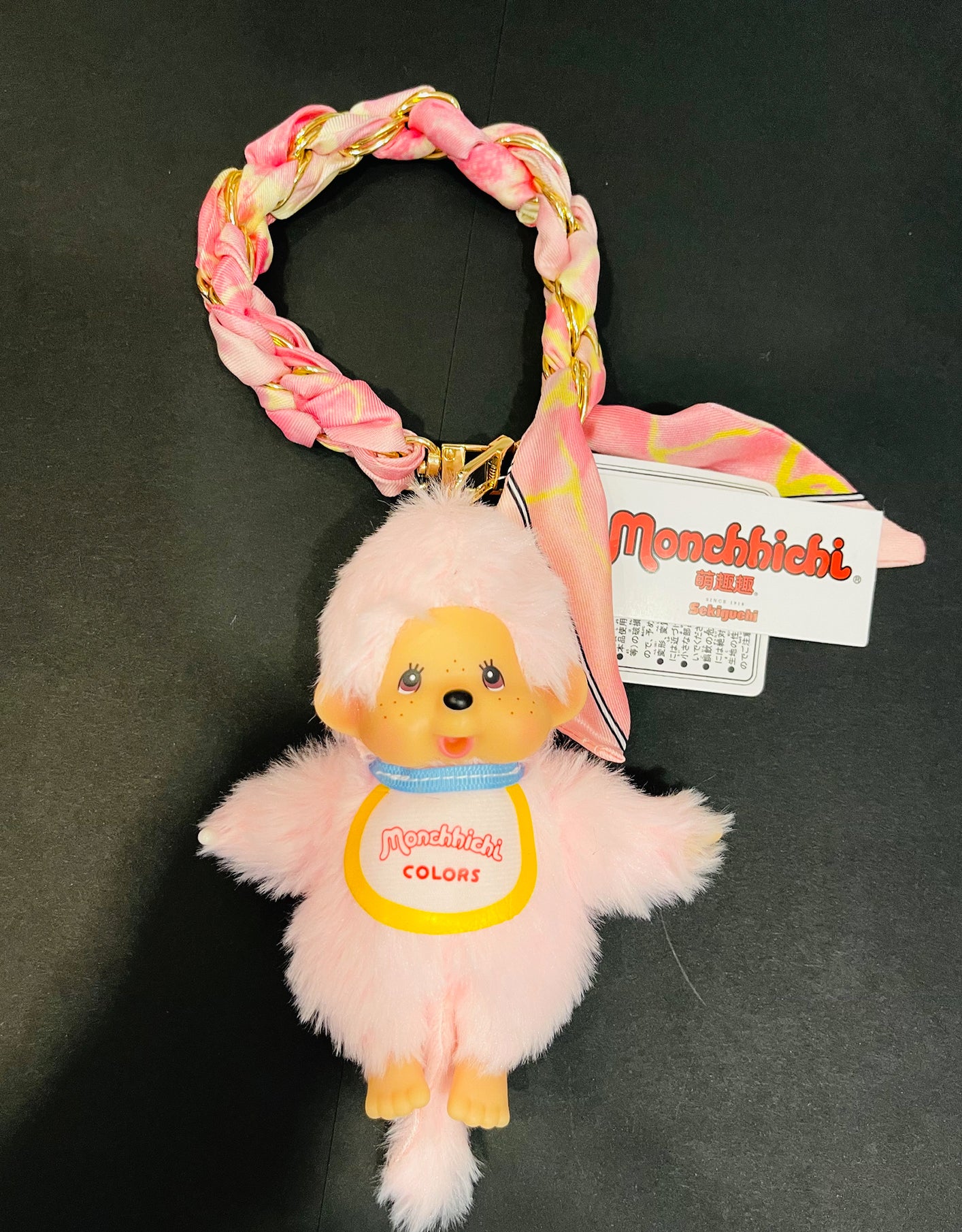 Peluche Portachiavi Monchhichi Colors con Catena e Foulard