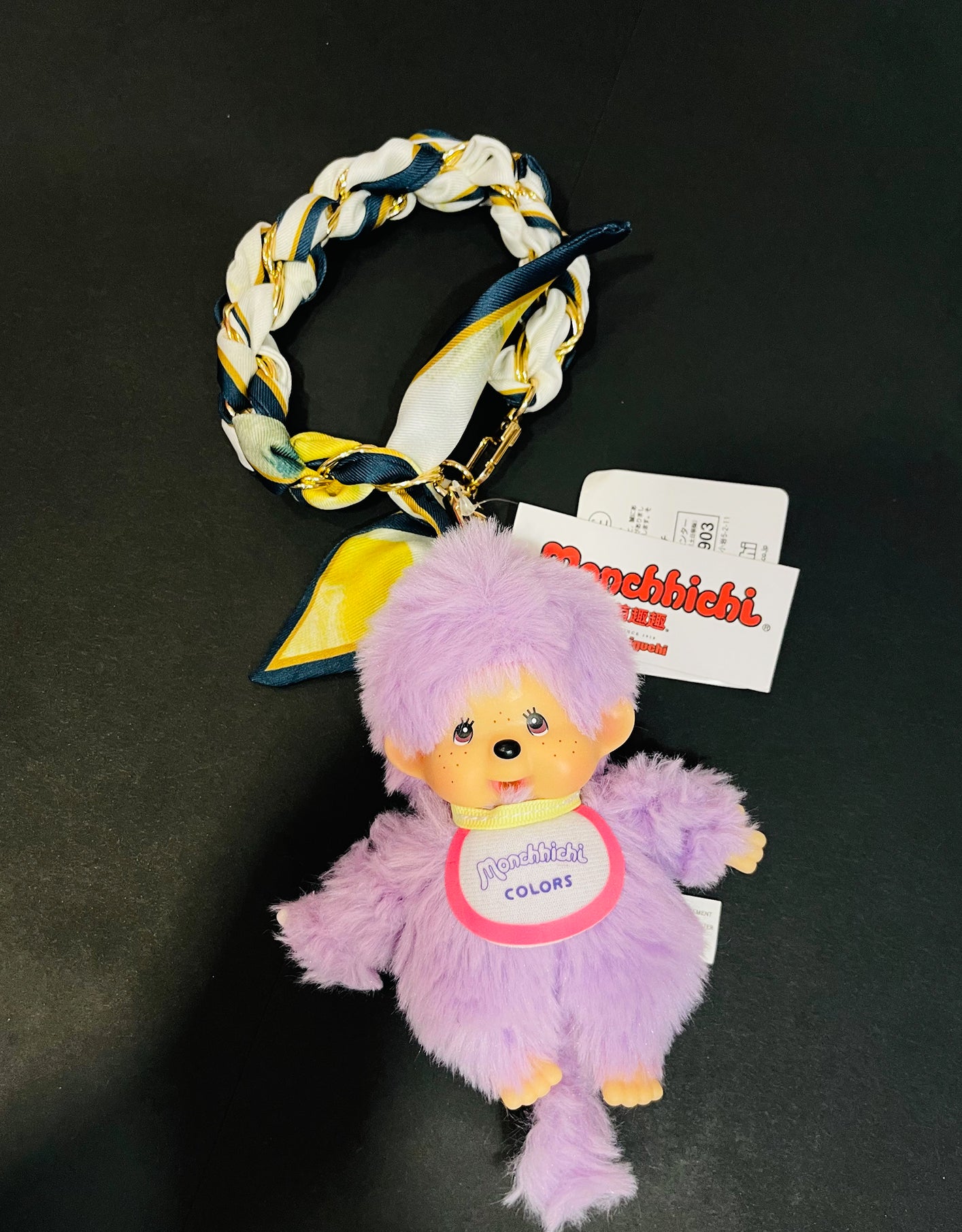 Peluche Portachiavi Monchhichi Colors con Catena e Foulard
