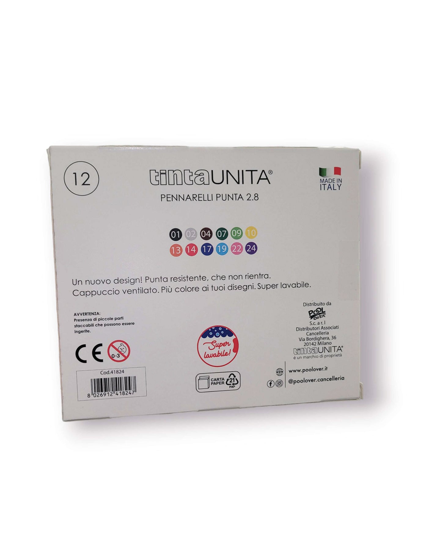 Pennarelli Tinta Unita Punta 2.8 – Confezione da 12