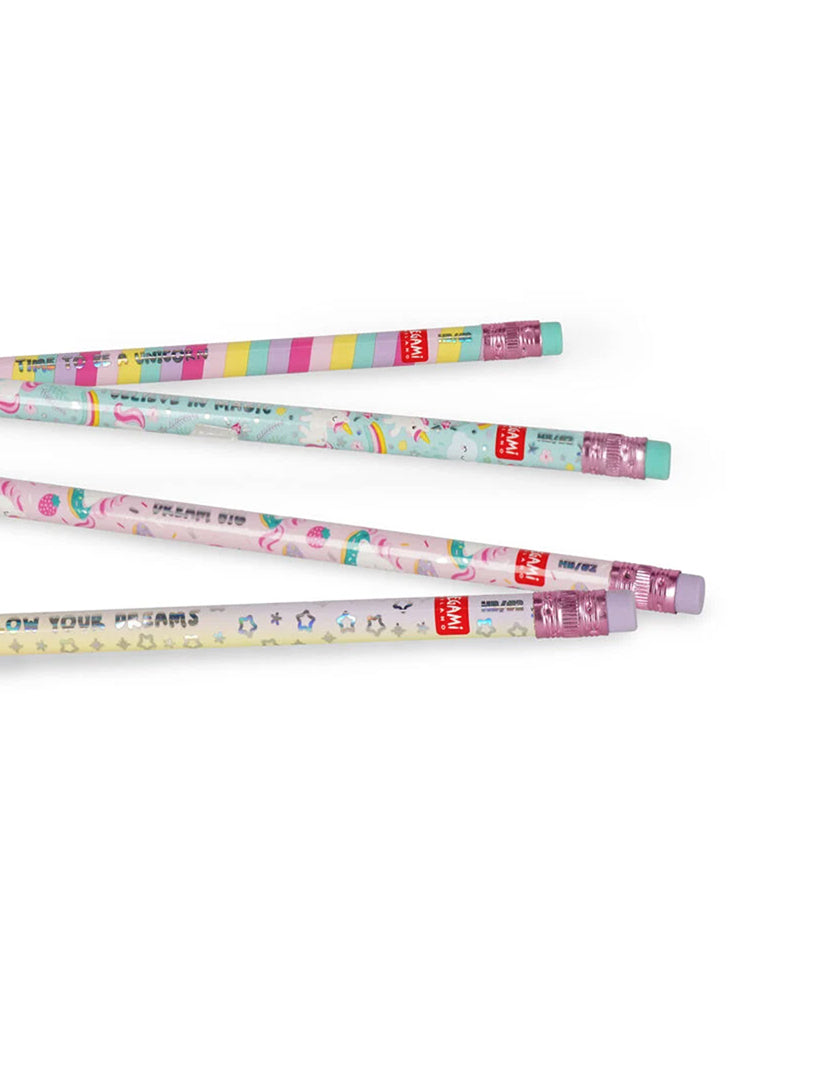Set di 4 Matite HB Profumate - Legami Unicorn: Scrittura Creativa e Profumata