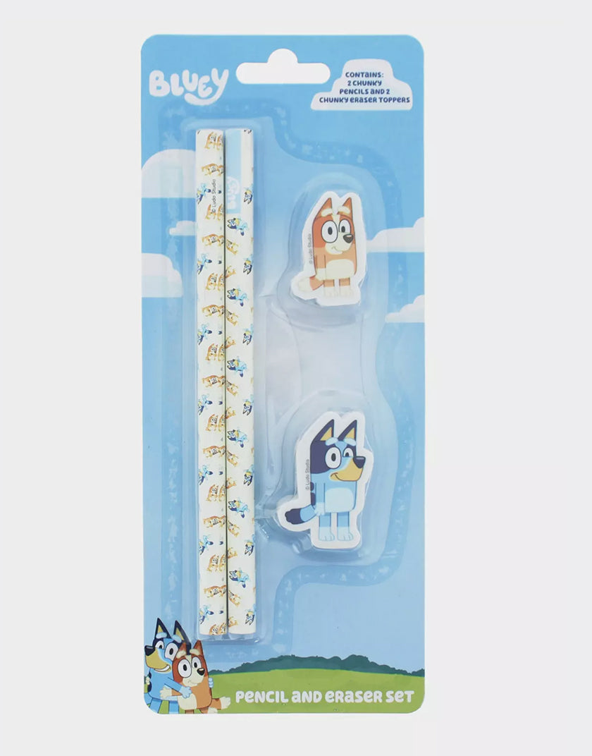 Set Matita e Gomma Bluey - Personaggi Bluey e Bingo