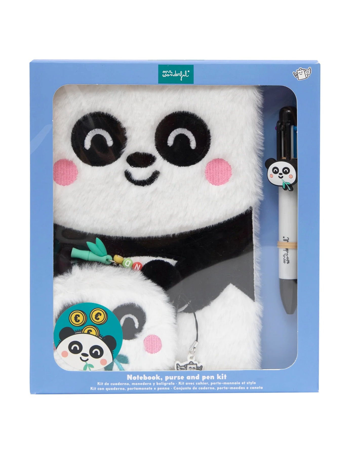 Set Quaderno A5 + Portamonete + Penna Multicolore Panda - Mr. Wonderful