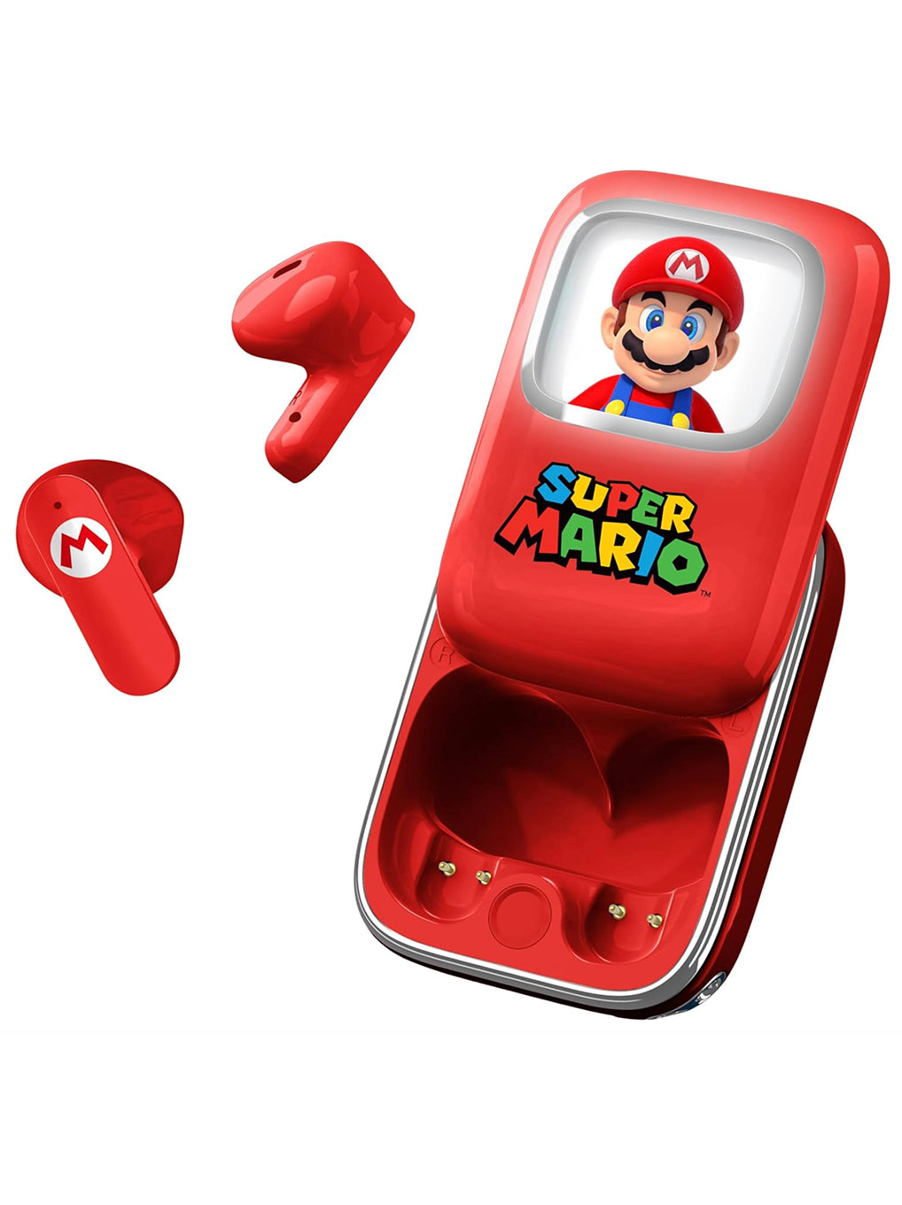 Super Mario Cuffie Wireless TWS con Custodia di Ricarica Scorrevole LED OTL Technologies