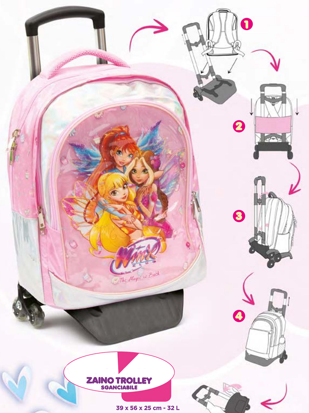 Zaino Trolley Sganciabile Winx Club Giochi Preziosi