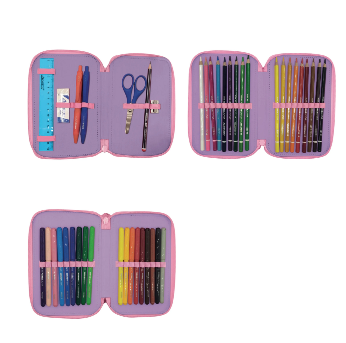 Astuccio 3 Zip Gradient Azzurro/Viola – Tinta Unita Glamour