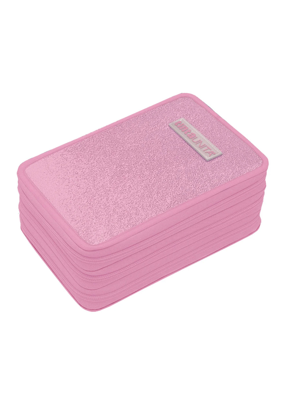 Astuccio 3 Zip Rosa Tinta Unita Glamour