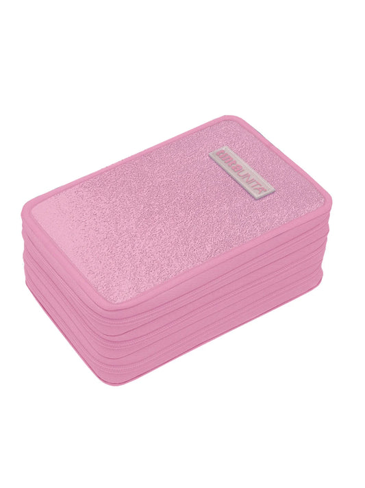 Astuccio 3 Zip Rosa Tinta Unita Glamour