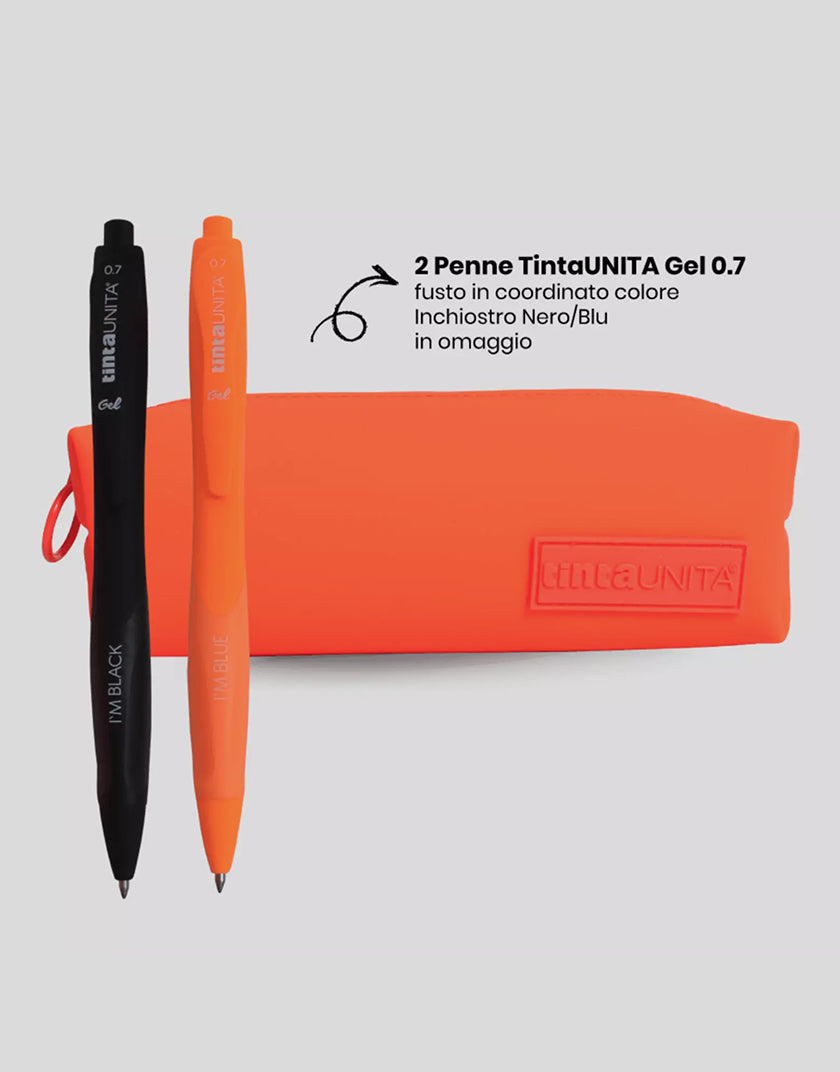 Astuccio Bauletto Tinta Unita in Silicone con 2 Penne in Omaggio