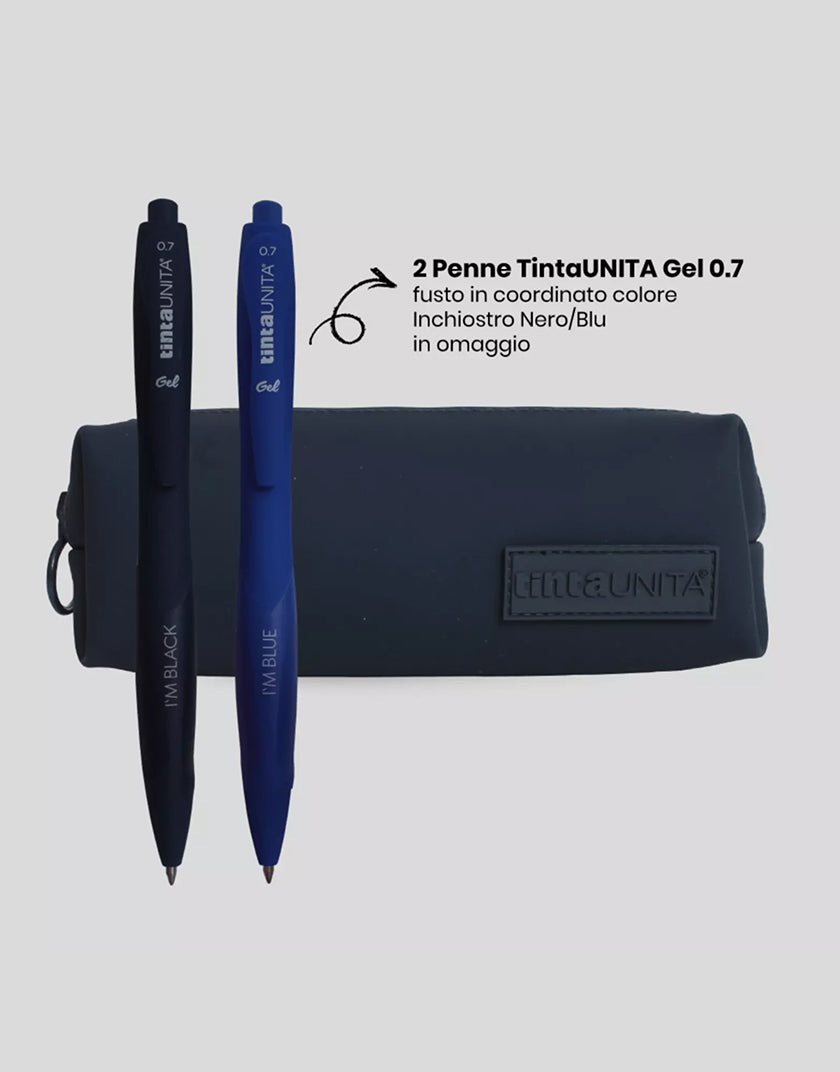 Astuccio Bauletto Tinta Unita in Silicone con 2 Penne in Omaggio