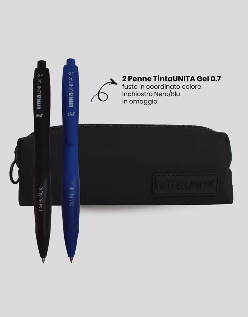 Astuccio Bauletto Tinta Unita in Silicone con 2 Penne in Omaggio