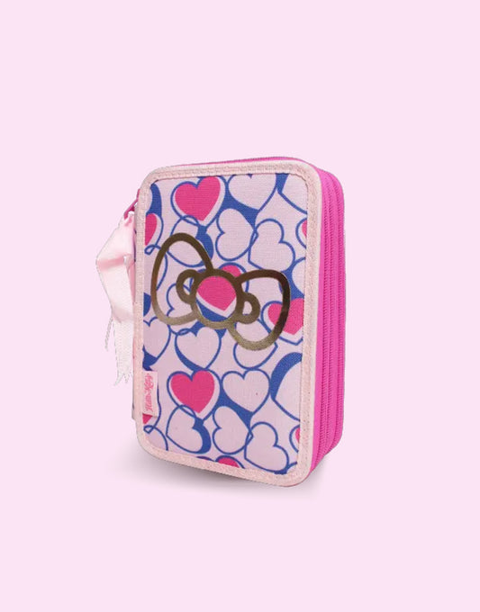 Astuccio 3 Zip Hello Kitty Sanrio Tinta Unita - Completo di Accessori per Scuola e Ufficio