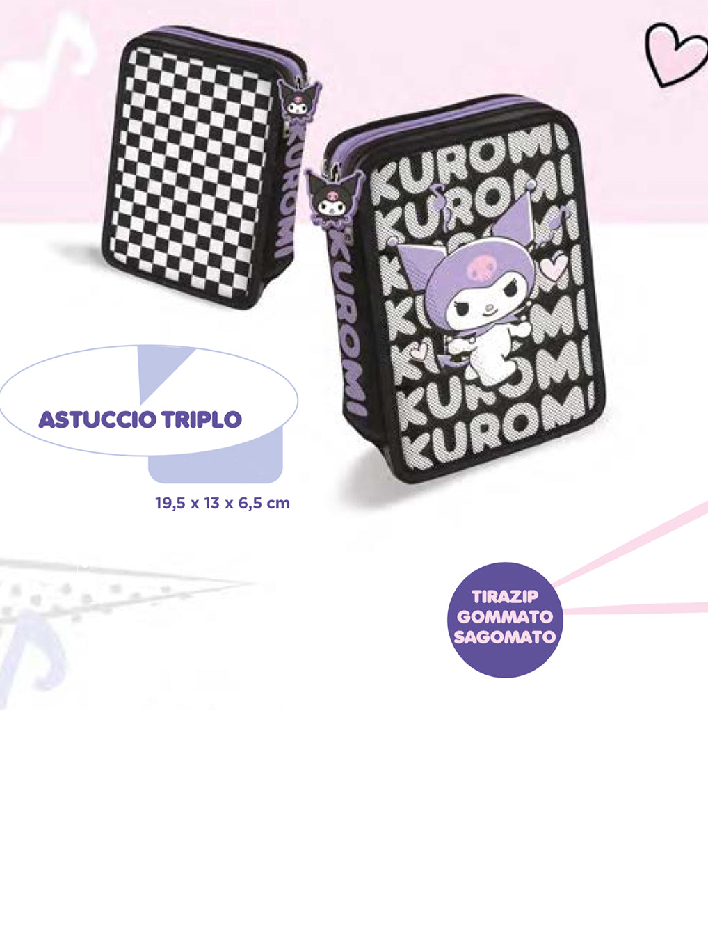 Astuccio 3 Zip Sanrio Kuromi Giochi Preziosi