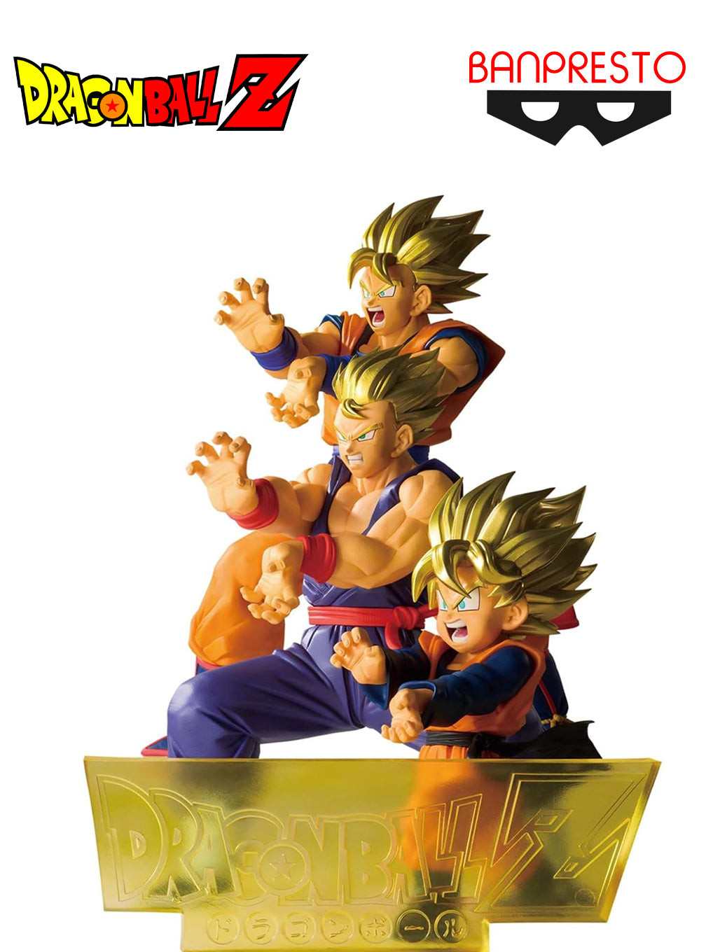 Banpresto Dragon Ball Z Blood of Saiyans – Complete Set of 3 Figures con Logo Stand