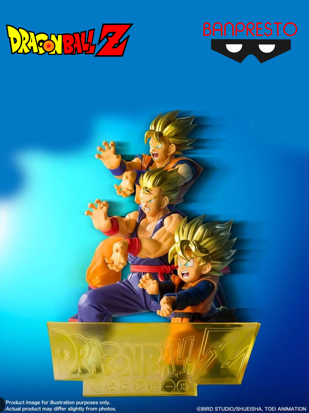 Banpresto Dragon Ball Z Blood of Saiyans – Complete Set of 3 Figures con Logo Stand