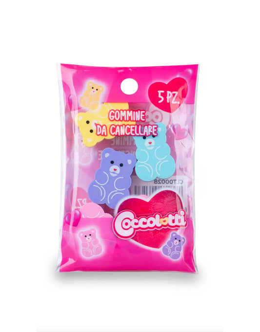 Bustina 5 Mini Gomme da Cancellare Coccolotti – Colourbook
