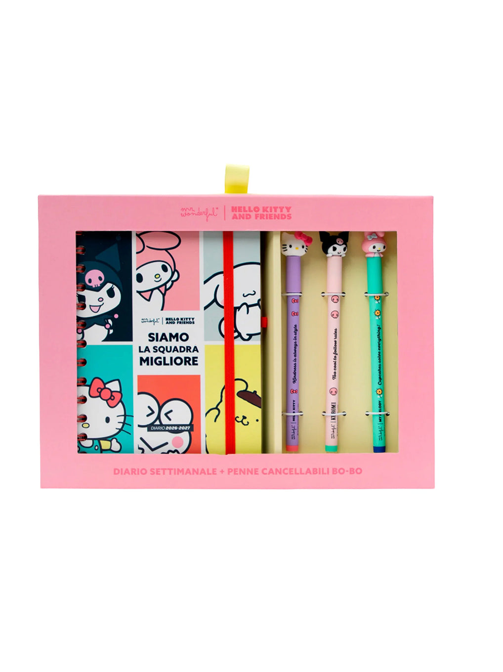 Diario Agenda Piccolo Mr. Wonderful 2026-2027 Hello Kitty & Friends Settimanale + 3 Penne Cancellabili Bo-Bo – Siamo la Squadra Migliore