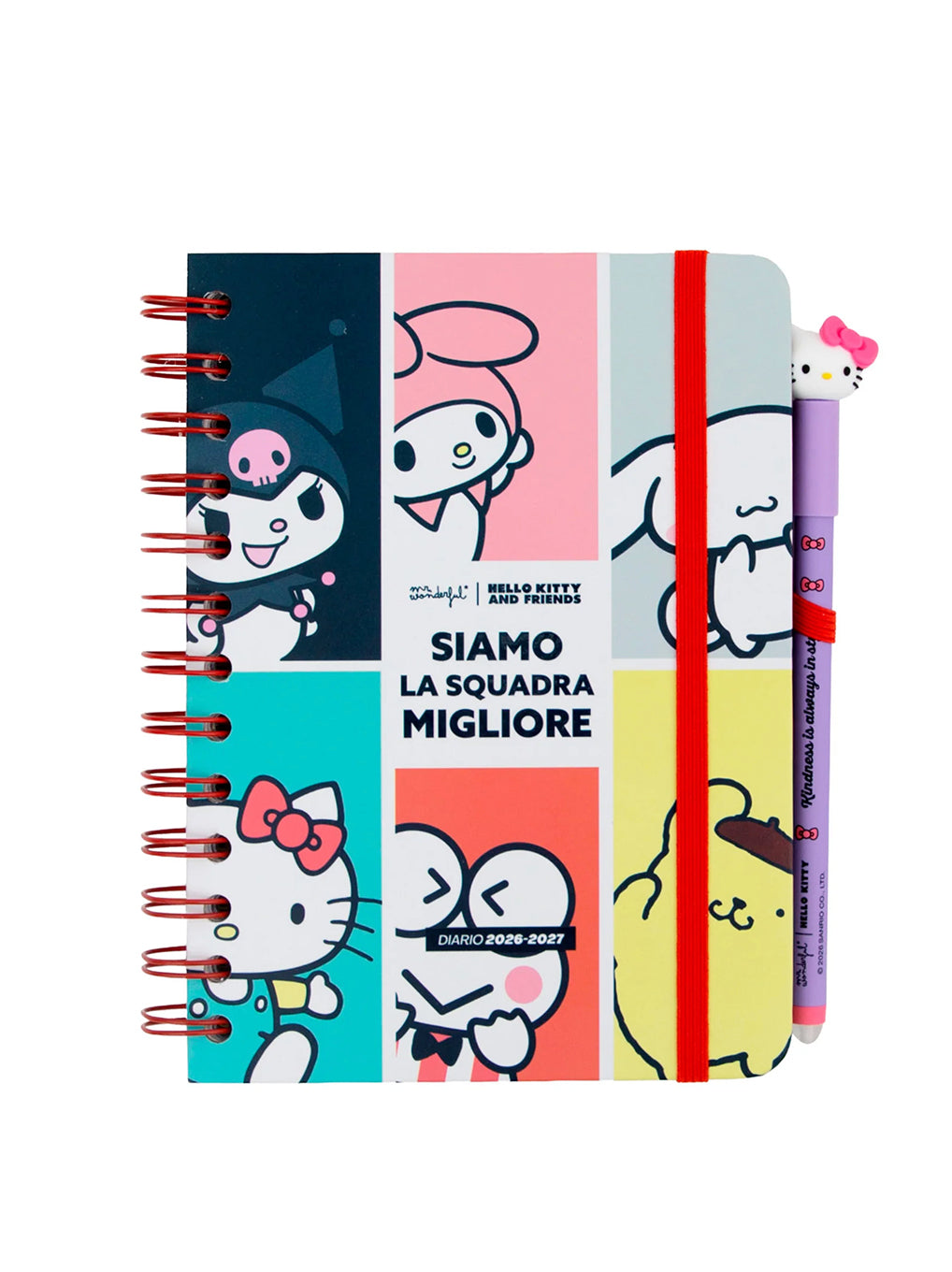 Diario Agenda Piccolo Mr. Wonderful 2026-2027 Hello Kitty & Friends Settimanale + 3 Penne Cancellabili Bo-Bo – Siamo la Squadra Migliore