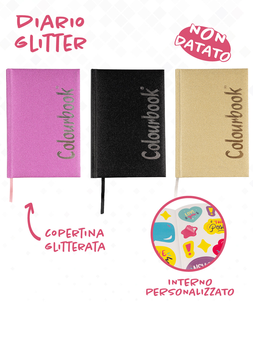 Diario Scolastico Glitter 2026/2027 Non Datato Colourbook