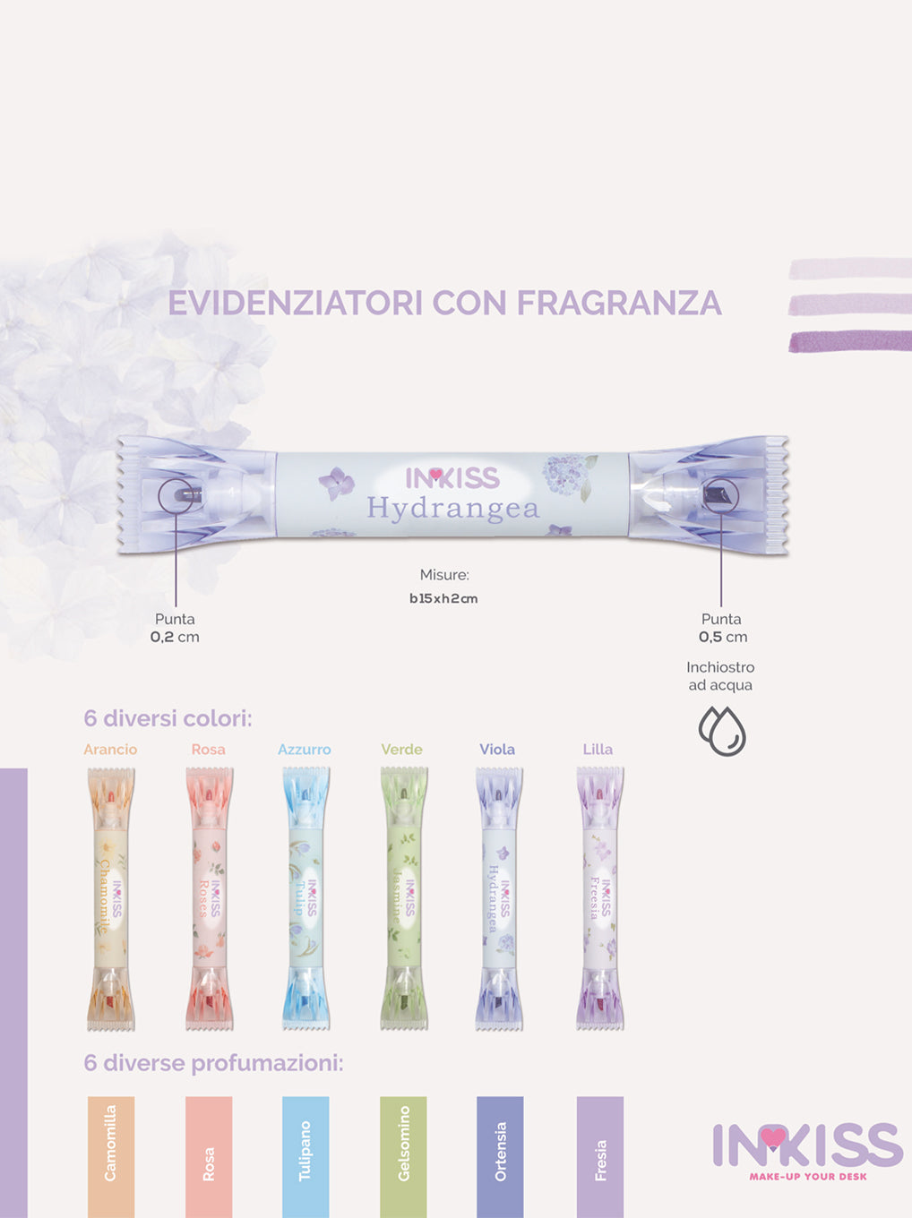 Set 6 Evidenziatori Profumati Doppia Punta INKISS – Giochi Preziosi