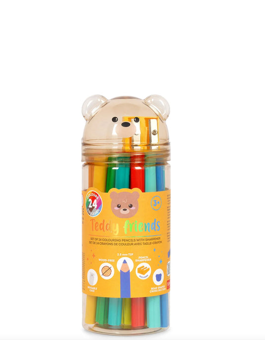 Set di 24 Matite Colorate con Temperino - Teddy Friends | Legami