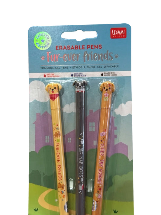 Legami Set di 3 Penne Gel Cancellabili – Fur Ever Friends 2026 Limited Edition PREORDINE