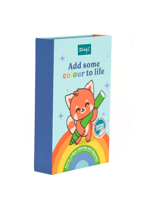 Libro da colorare con pennarelli e adesivi – Mr. Wonderful