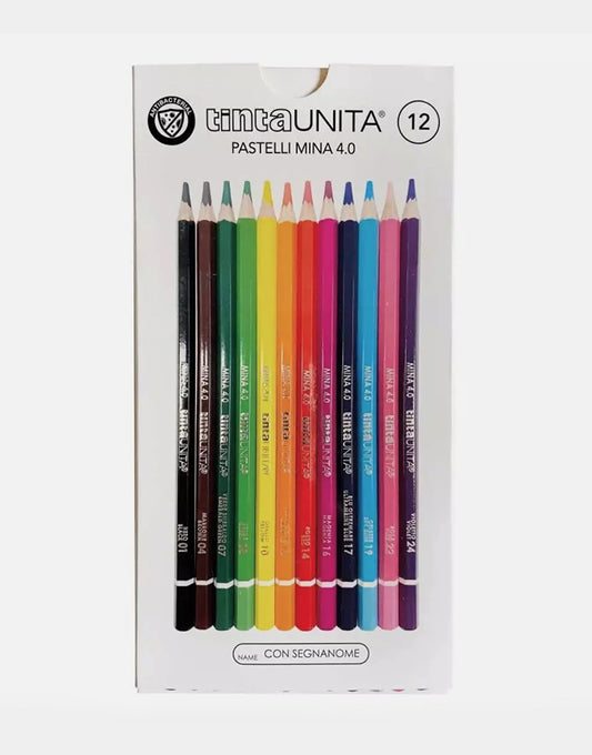 Pastelli Colorati Tinta Unita - Astuccio da 12 con Mina 4.0 mm