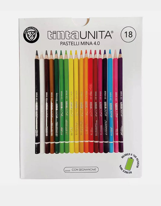 Pastelli Colorati Tinta Unita - Astuccio da 18 con Mina 4.0 mm