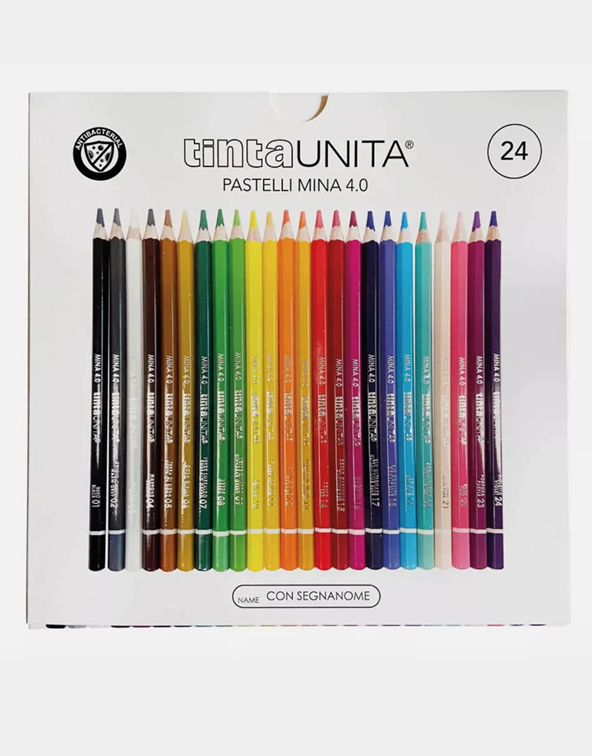 Pastelli Matita Colorata Tinta Unita - Astuccio da 24 colori vivaci, mina 4.0 mm