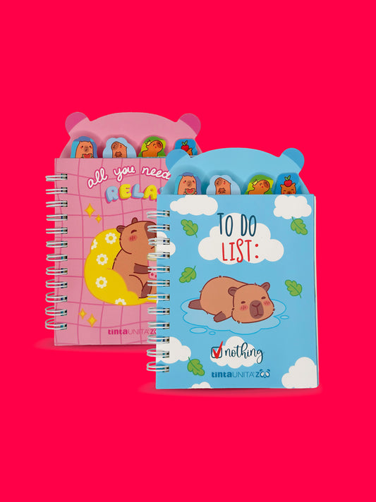 Mini Blocchetto con Spirale e Orecchie Sagomate Capybara – Tinta Unita