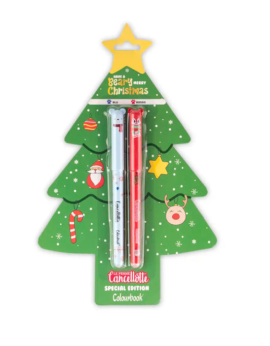 Set 2 Penne Gel Cancellabili Beary Merry Christmas Colourbook