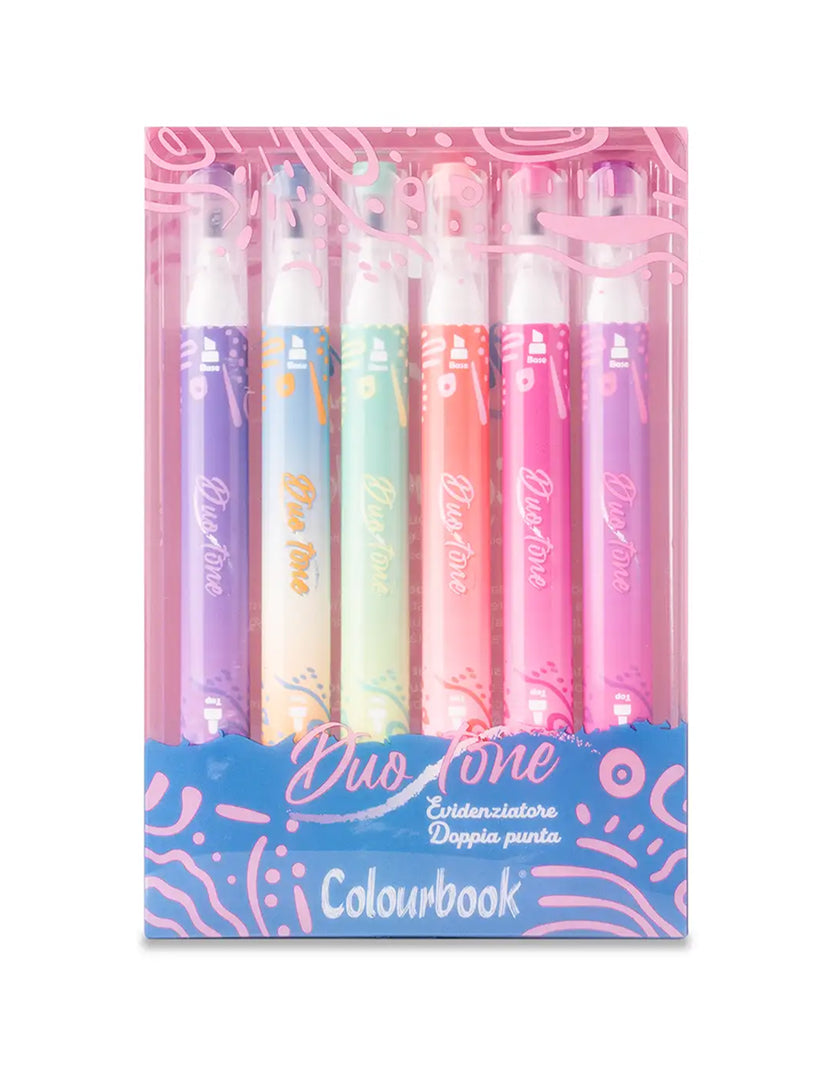 Set di 6 Evidenziatori Doppia Punta - Duotone Colourbook