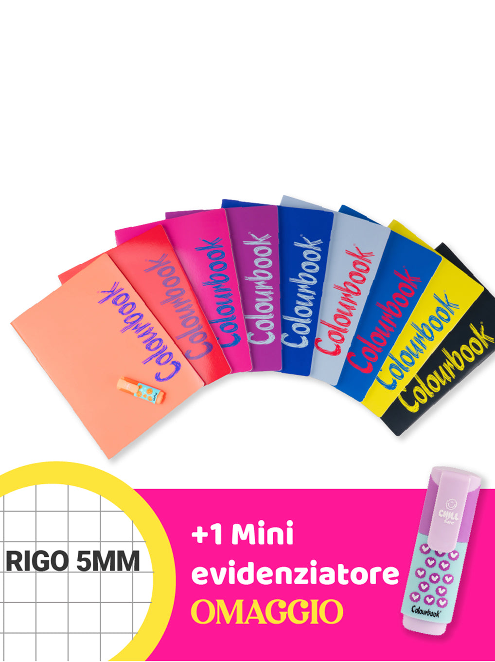 Set 6 Quaderni A4 Bicolor Quadretti 5mm con Omaggio Colourbook