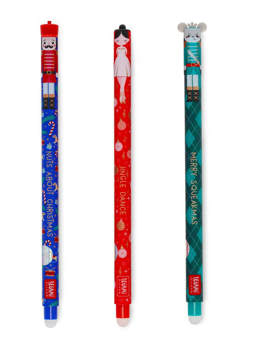 Set 3 Penne Gel Cancellabili The Nutcracker – Edizione Natalizia Legami