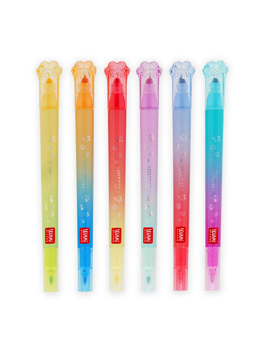 Set 6 Pennarelli Doppia Punta con Colori Sovrascrivibili Meow Legami