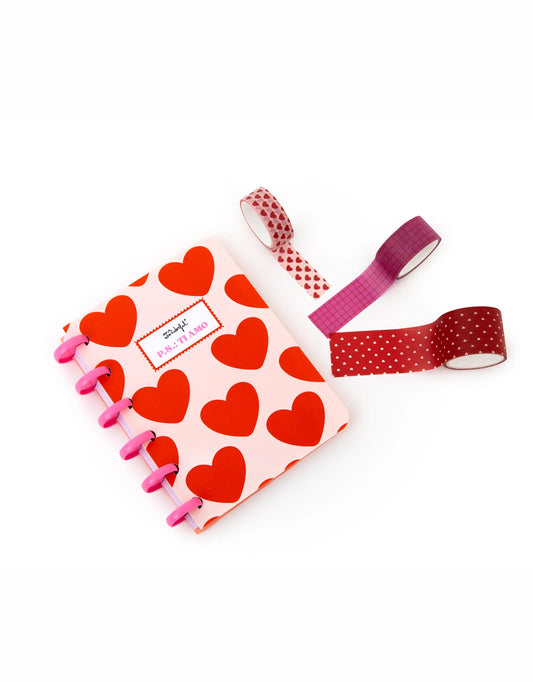 Set Quaderno A6 Messaggi d’Amore + 3 Washi Tape – P.S.: Ti amo | Mr. Wonderful
